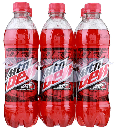 Mountain Dew Code Red Soda, 16.9 oz bottle (6 count)