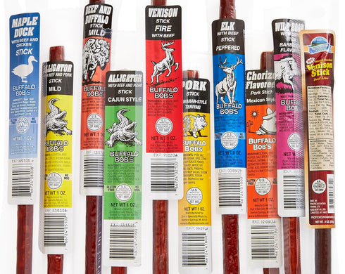 Set 10-Piece Jerky Dynasty Buffalo Bob's Mixed Exotic Variety - Assortment of Exotic Meats including Wild Boar, Venison