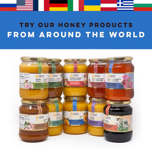 32oz Goshen World Honey Collection - Sunflower Blossoms from Ukraine - Raw, Rare and Sustainable Floral Sources