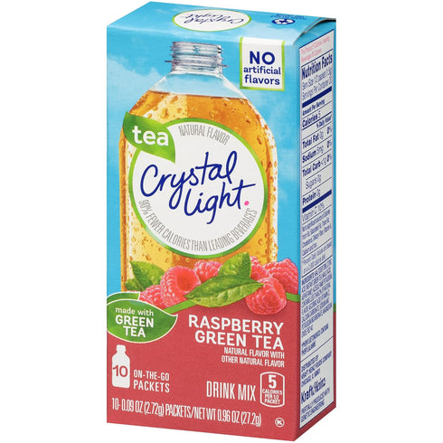 Crystal Light On The Go Green Tea Raspberry, 10 Count Boxes (Pack of 6)