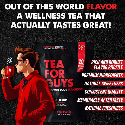 Tea For Guys Inc. 20 Tea For Guys: Vitality Blend Natural Support for Testosterone, Libido, Male Fertility and overall