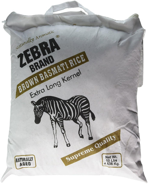 Zebra Basmati Rice Naturally Aromatic Zebra Brown Basmati Rice Extra Long Kernel 10 Lb Bag