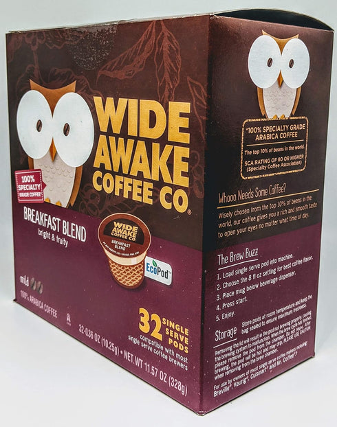 Wide Awake Coffee (32 Count, Single Serve Coffee Pods Breakfast Blend)