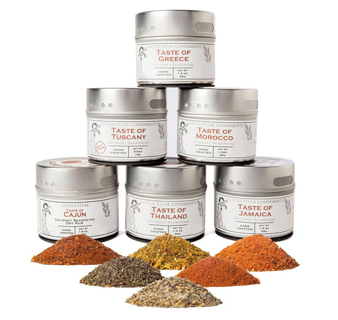 Gourmet World Flavors Seasoning Collection | Non GMO Verified | 6 Magnetic