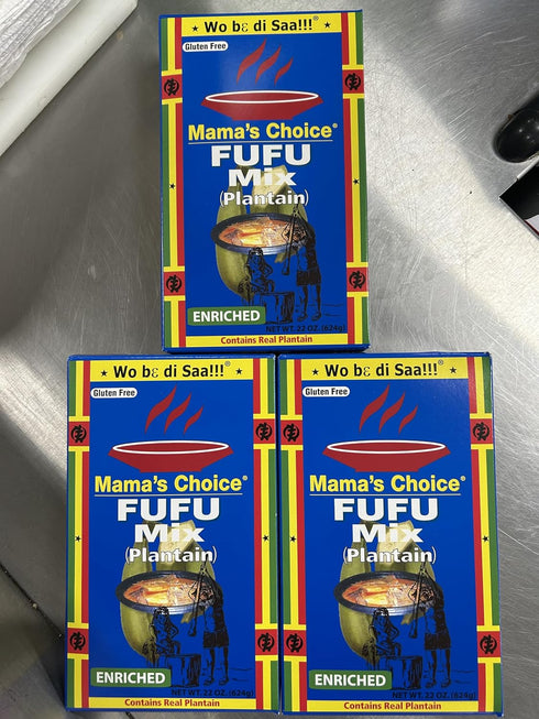 Generic 22 oz (624 Pack 3. Mamas Choice Fufu Mix (Plantain), Gluten Free, Enriched African Fufu Flour, Contains Real