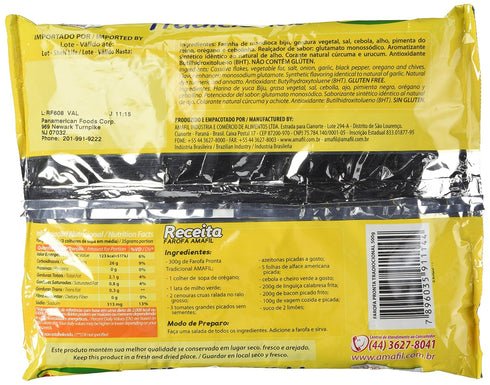 Amafil 500g 1.1 17.637 Seasoned Cassava Flour Farofa De Mandioca Pronta Glutenfree, Tradicional, Pound , Ounce