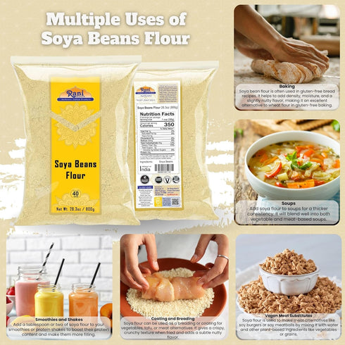 28oz (800g) Rani Soya Beans Flour (Soy flour) ~ All Natural | Vegan | Gluten Friendly | NON-GMO | Kosher | Indian