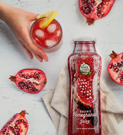 100% 11.15oz (6 Pack), Heaven & Earth Pure Organic Pomegranate Juice NO Concentrate! Cold Pressed, Non GMO Verified, No
