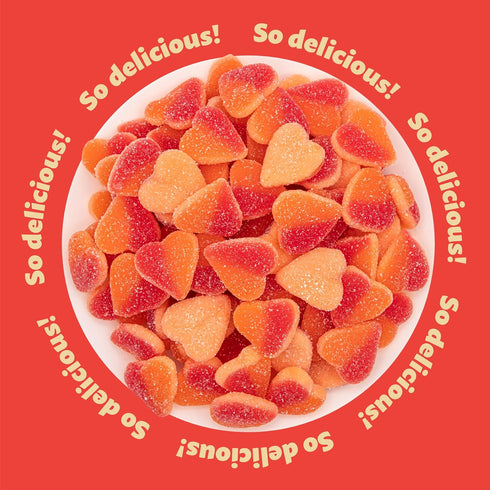 Gummy 1-Pound Gummies Peach Hearts Candy | Bag | Sweet and Sour Dye Free Candy Hearts | Soft Peach for Gifting