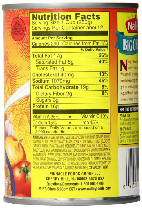 Nalley 14-Ounce (Pack 6) Chili Con Carne No Beans, Cans