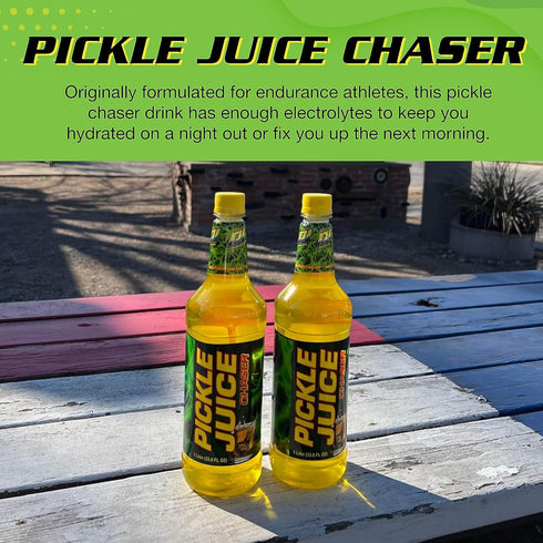1 6 Pack Pickle Juice Chaser Liter Bottles - For Pickle Backs - Electrolyte Juice for Day & Night Time Cramp Relief
