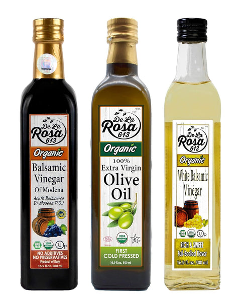 De La Rosa Extra Virgin Olive Oil, Balsamic & White Balsamic Vinegar,