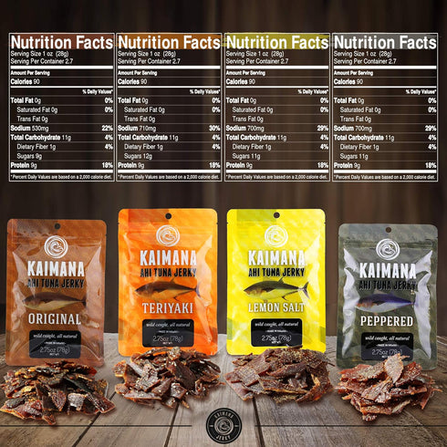 Omega-3s (9 oz) Kaimana Wild-Caught Ahi Tuna Jerky - Teriyaki | Rich in & High in Protein | All-Natural & Organic Fish