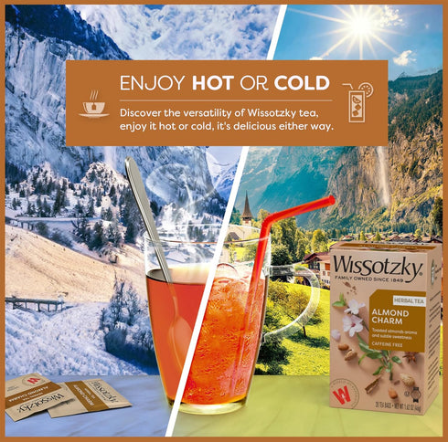 (6 Pack 120 Wissotzky Almond Charm Herbal Tea Bags - Tea Bags) | Caffeine Free | AKA Chemdat Hashaked | Delicious Aroma