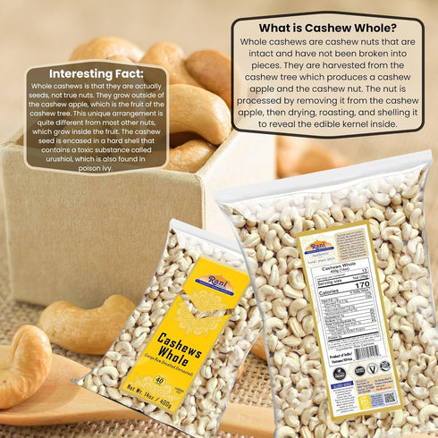 14oz (400g) Rani Raw Cashews Whole (uncooked, unsalted) ~ All Natural, No Preservatives | Vegan | NON-GMO | Kosher |