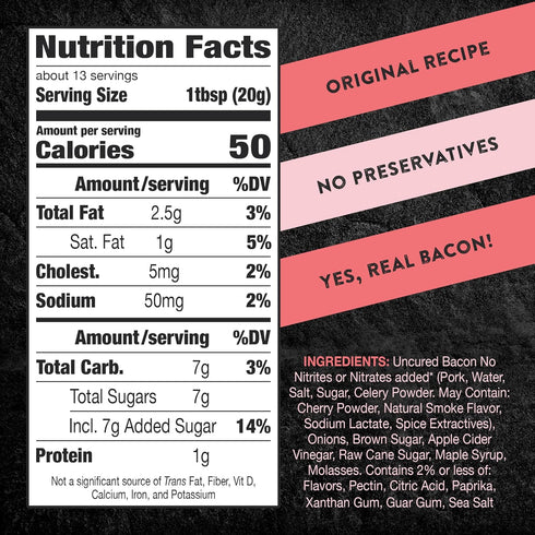 TBJ Gourmet Maple Bacon Jam - Bacon Top Ingredient - Premium Spread No Preservatives