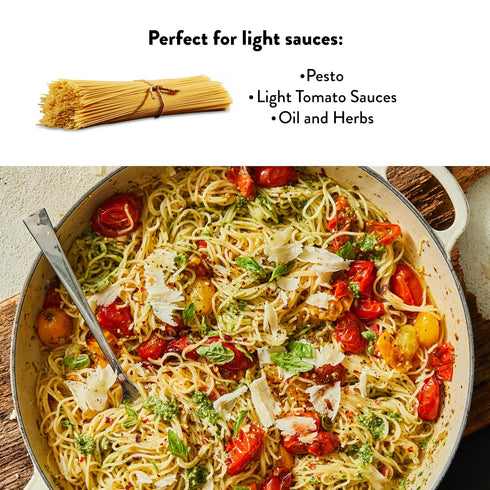 100% 1 (4 Pack) DeLallo Organic Capellini Pasta, Made with Only Semolina Durum Wheat Flour, Bronze Cut, Made in Italy