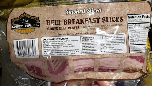 Deen Halal 12oz (6 packs) Beef Breakfast Smoked Slices Cured Beef Slices