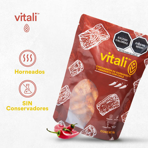 Maria Bonita 30gr 30 (4 PACK) Chicharron de garbanzo y amaranto con chile /Chicharron of chickpea and amaranth