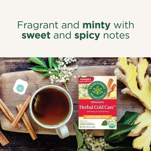 96 (6 Pack) Traditional Medicinals Tea, Herbal Cold Care Seasonal Tea with Elderflower Spice, Kosher, Non-GMO