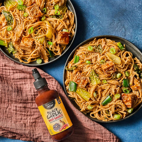 8 oz Simply Asia Hot Sauce, Black Garlic, Sweet and Savory Heat Made with Red Pepper and Black Garlic for Noodles