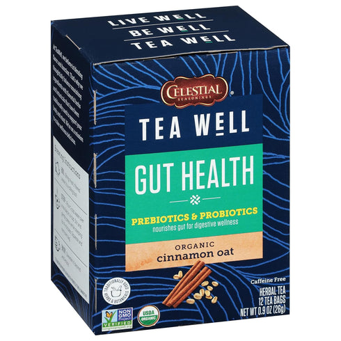 12 Count Celestial Seasonings TeaWell Herbal Tea, Gut Health, Organic Cinnamon Oat