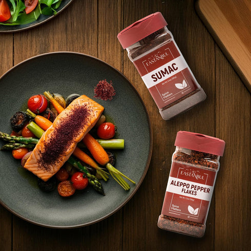 5.3oz, 6.4oz, Set Eastanbul Aleppo Pepper and Sumac, Aleppo Pepper Flakes Sumac Spice Spice of Pul Biber and Sumak