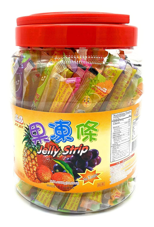 JIN JIN Fruit Jelly Filled Strip Straws Candy - Many Flavors! (35.26 oz)