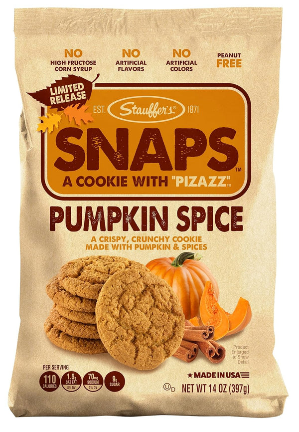 STAUFFERS Pumpkin Spice SNAPS Cookies - 14oz Bag - Pumpkin Spice Flavored