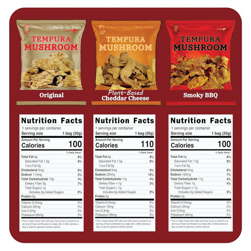 Pack, (0.71 oz, 9-Pack) BITETUOSO Tempura Oyster Mushrooms Mini Variety Tempura-Style Mushroom Snack, Ready-to-Eat