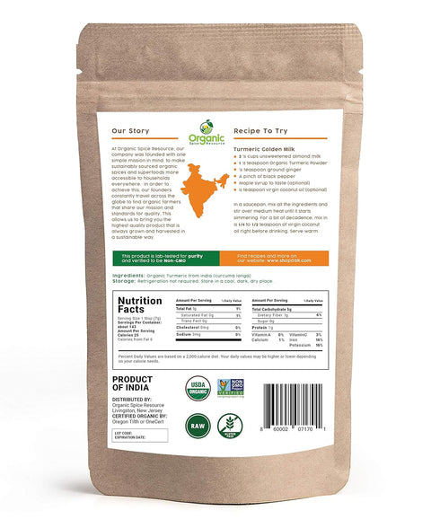 4.4 (Pack 2) 100% Organic Turmeric Powder w/Curcumin | Pound of | USDA Organics and Non-GMO | Lab Tested for Heavy