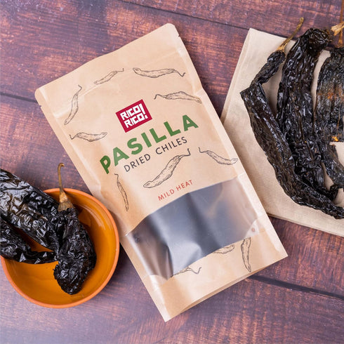 16 Oz. Packaged RICO RICO - Pasilla Dried Peppers - Pasilla Chiles Secos - Premium Peppers - Great For Mexican Cuisine