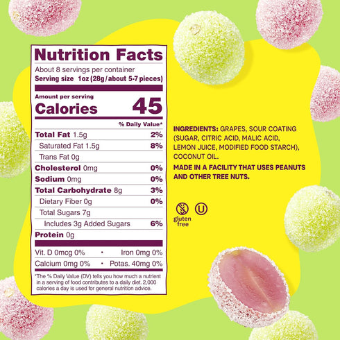 FRUIT RIOT! 8oz, Fruit Riot Sour Candy Grapes, Made with Real Fruit, Gluten-Free