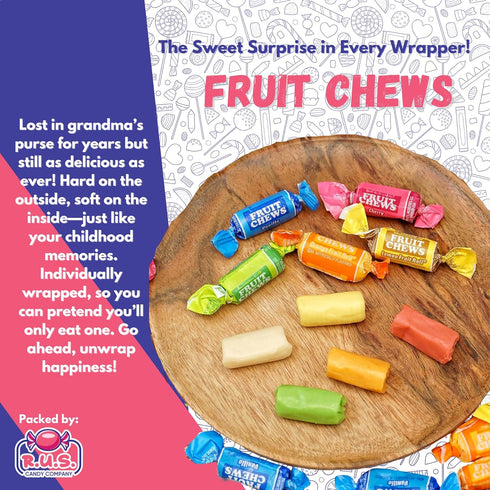 (70 1 lb (1 Fruit Chews Candy Assorted Fruity Flavors Individually Wrapped Pieces) Bulk Bag Soft & Chewy Taffy Candy