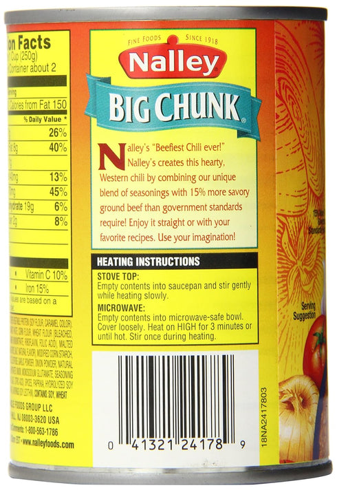 Nalley 14-Ounce (Pack 6) Chili Con Carne No Beans, Cans