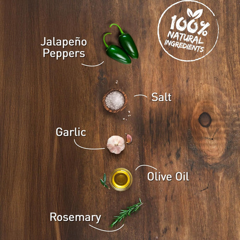 6oz 100% Jalapeno Pepper Chile Crunch - Mild Mexican Chili Crisp in All Natural Seasoned Olive Oil, Garlic & Rosemary