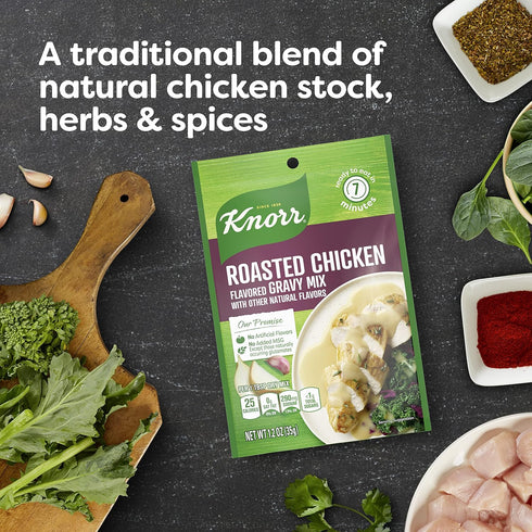 1.2 oz Knorr Gravy Mix Roasted Chicken Gravy For Delicious Easy Meals and Side Dishes No Artificial Flavors, No Added
