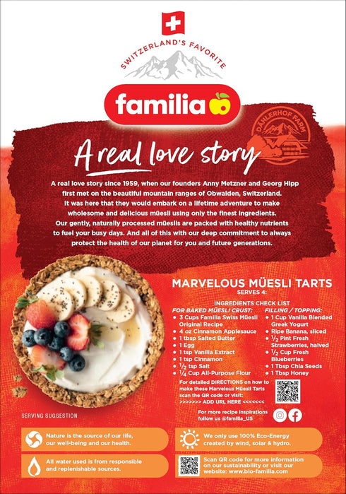 29 oz (Pack 1) Familia Swiss Muesli Cereal, Original Recipe with Fruit and Nuts - Enjoy Hot, Cold or as Overnight Oats