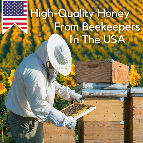 Wildflower Honey Sticks for Tea, Travel & Snacks - Premium Pure Honey Packets from US Beekeepers, 50 Pack