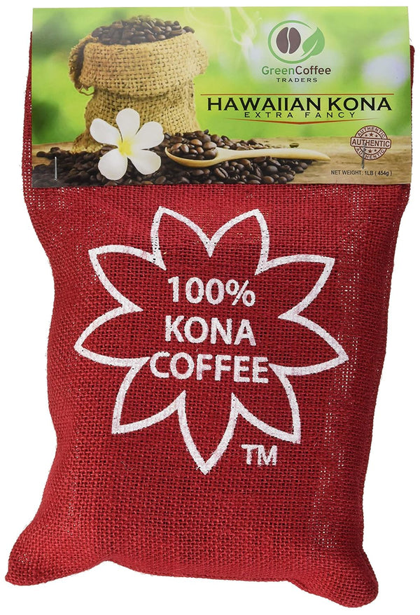 Green Coffee Traders 1LB. 100% Hawaii Hawaiian Kona Roasted Coffee Beans
