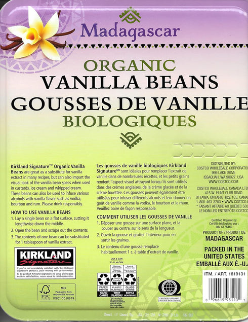 KIRKLAND 10 Count Signature Organic Madagascar Vanilla Beans