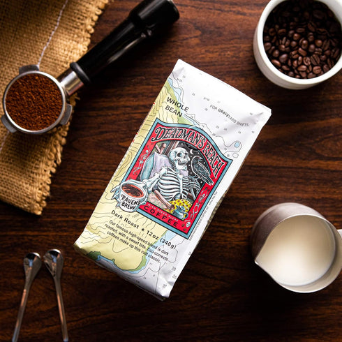 Pack 3 12oz Raven's Brew Whole Bean Coffee Variety - Delicious Flavors - Three Peckered Billy Goat, Deadman's Reach
