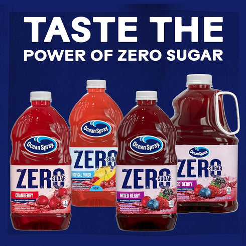 101.4 Oz (Pack 6) Ocean Spray ZERO Sugar Mixed Berry Juice Drink, Cranberry Juice Drink Sweetened with Stevia, Fl