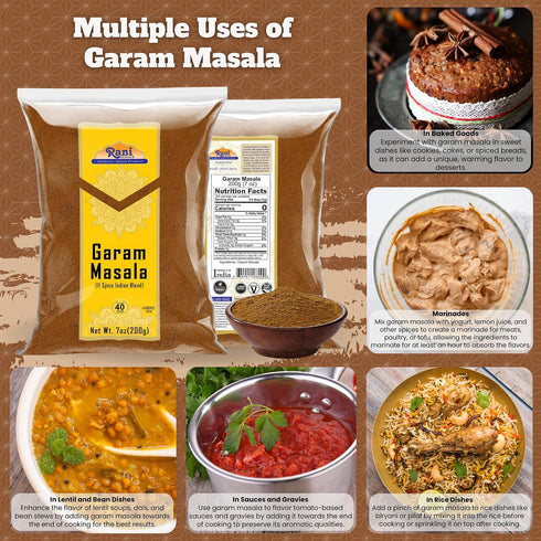 11-Spice 7oz (200g) Rani Garam Masala Indian Blend ~ All Natural, Salt-Free | Vegan | No Colors | Gluten Friendly |