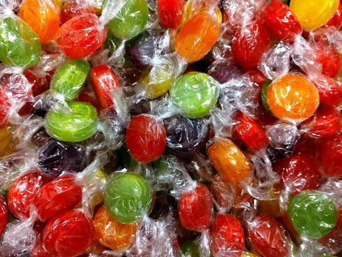 EMPORIUM CANDY TASTY TREATS FOR THE TUMMY 3 lb Assorted Fruit Buttons Candy - Bulk Bag of Individually Wrapped Cherry