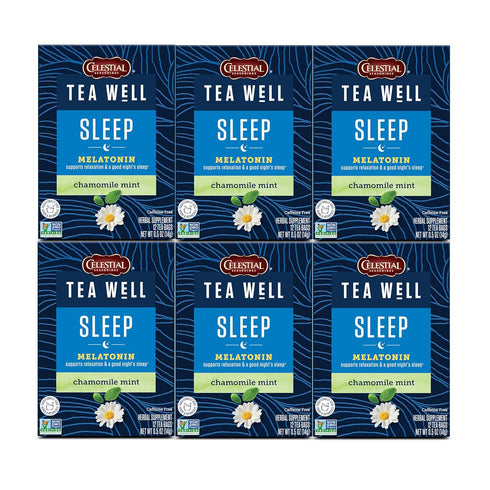 Celestial Seasonings TeaWell Herbal Tea, Sleep with Melatonin, Chamomile Mint, Caffeine Free