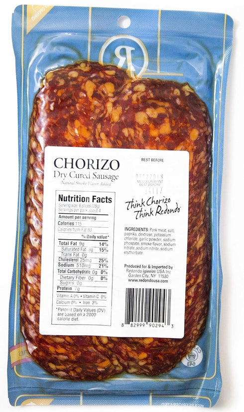3 PACK DISCOUNT 3 oz Spanish Spicy Chorizo - - Dry Cured Sausage - Sliced - Redondo Iglesias - Spain Gourmet