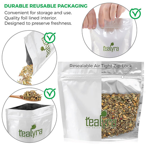 Tealyra Tranquil Dream Herbal Loose Leaf Tea, Chamomile Honeybush Lavender, Caffeine-Free, 220g (8-ounce)