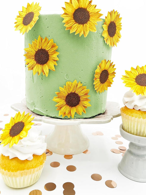 Sugar Robot - Edible Sunflowers for cake decorating - Large Size -