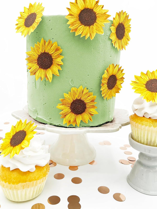 Sugar Robot - Edible Sunflowers for cake decorating - Large Size -